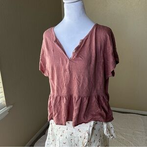 SOLD ON DEOPO Cynthia Rowley Rose Textured Top